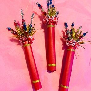 Vintage repurposed 4th of July firecracker ornaments